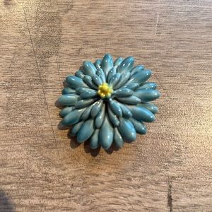 SANDOR  CO. BABY BLUE VINTAGE BROOCH, ENAMELED CHRYSANTHEMUM